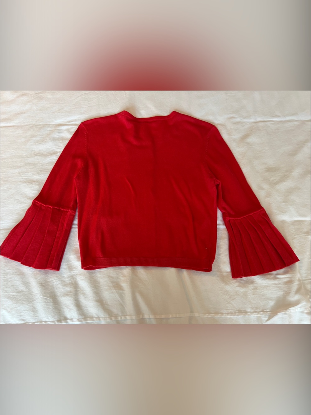 Nanette Lepore Red Bell-Sleeve Cropped Cardigan - Picture 2 of 2